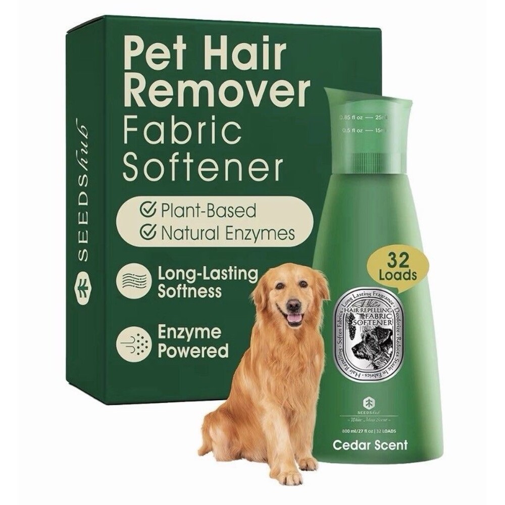 Seedshub Pet Hair Remover Fabric Softener Laundry Cedar Scent 27 oz - 32 Loads